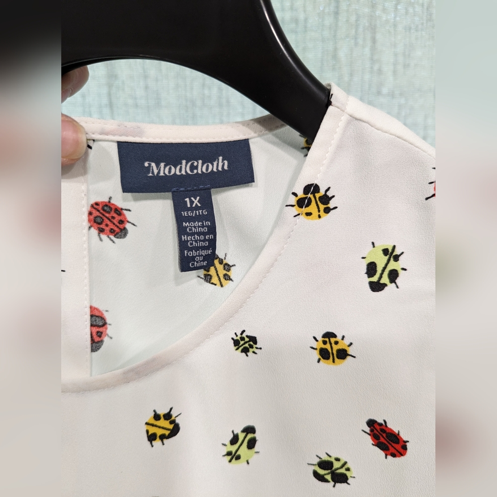 Modcloth Ladybug Print Tunic Blouse